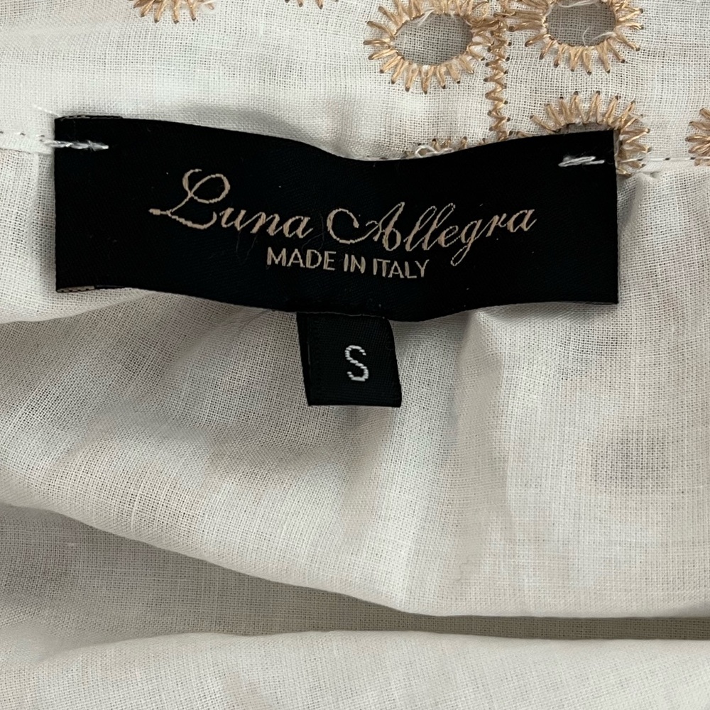 Luna Allegra Made In Italy White Floral Eyelet Summer Vacation Dress Sz sm - Picture 4 of 7